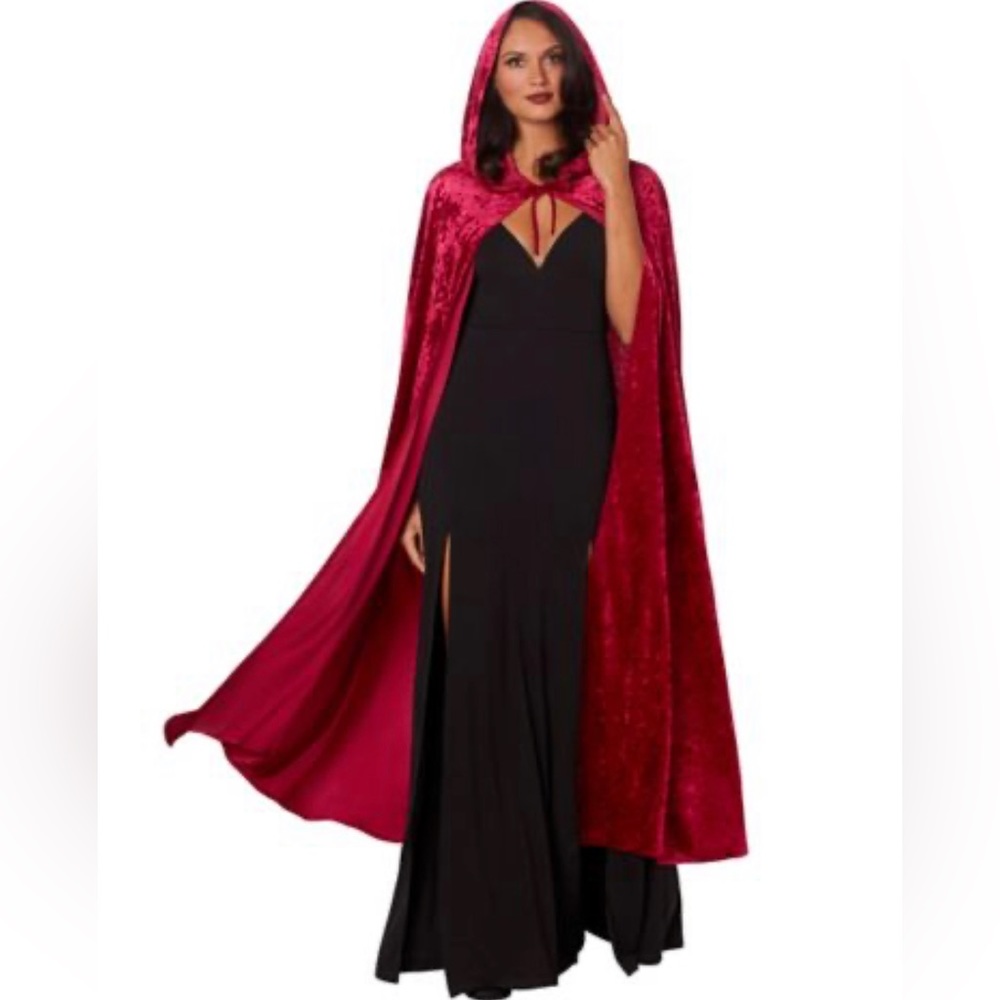 Burgundy Velvet hooded cape